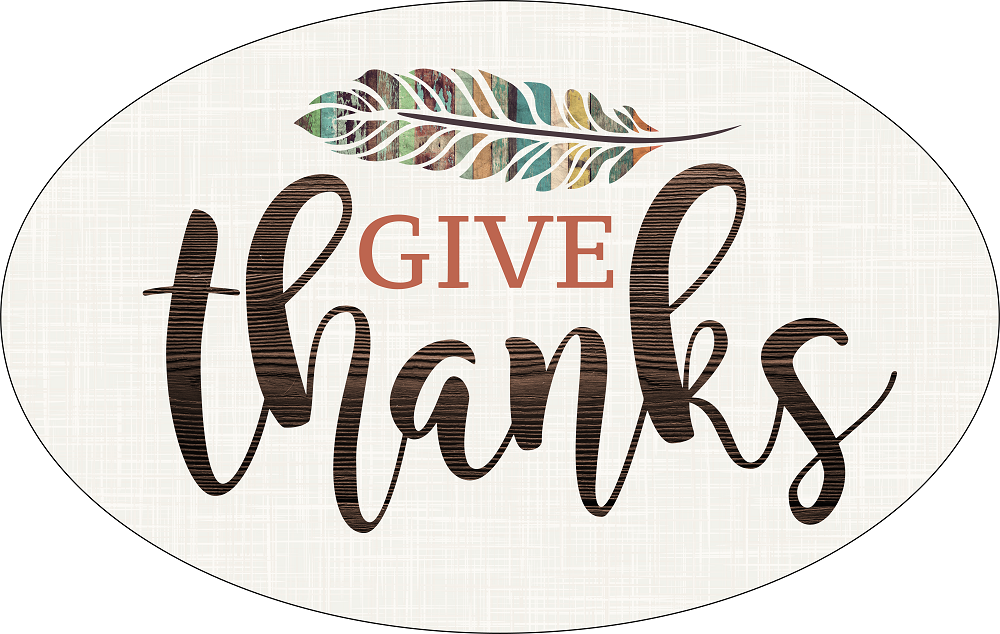 Print Shop Oval MDF Cutout Give Thanks