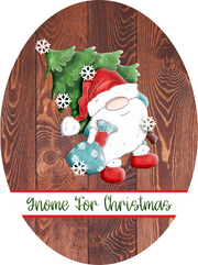 Print Shop Oval MDF Cutout Gnome For Christmas With Snowflakes