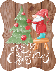 Print Shop Plaque Gnome On Stool MDF Cutout Merry Christmas Gnome Decorating Tree