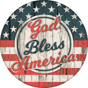Print Shop Round MDF Cutout God Bless America