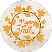 Print Shop Round MDF Cutout Happy Fall Wreath With Autumn Leaves