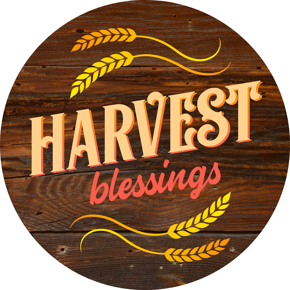Print Shop Round MDF Cutout Harvest Blessings