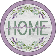 Print Shop Round MDF Cutout Love Family Is The Heart Of The Floral Lavender Wreath