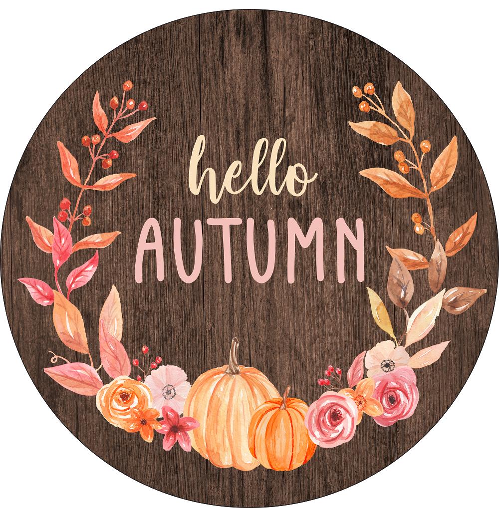 Print Shop Round MDF Cutout Hello Autumn