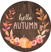 Print Shop Round MDF Cutout Hello Autumn