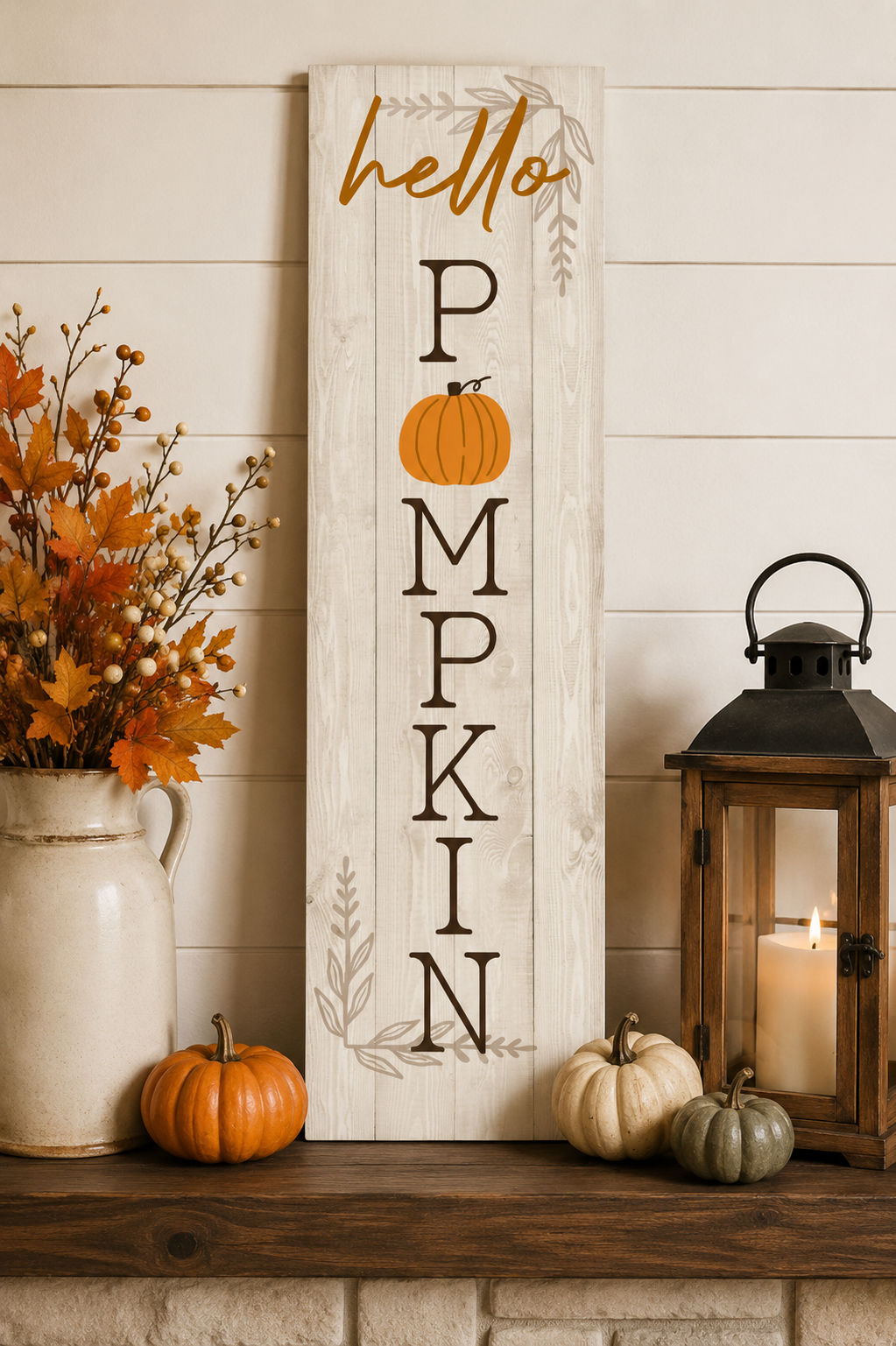 Print Shop Recatangle MDF Cutout Hello Pumpkin With Pumpkin Graphic