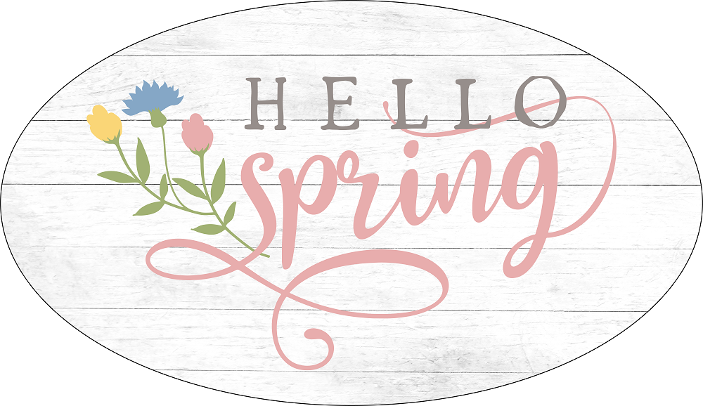Print Shop Oval MDF Cutout Hello Spring Floral