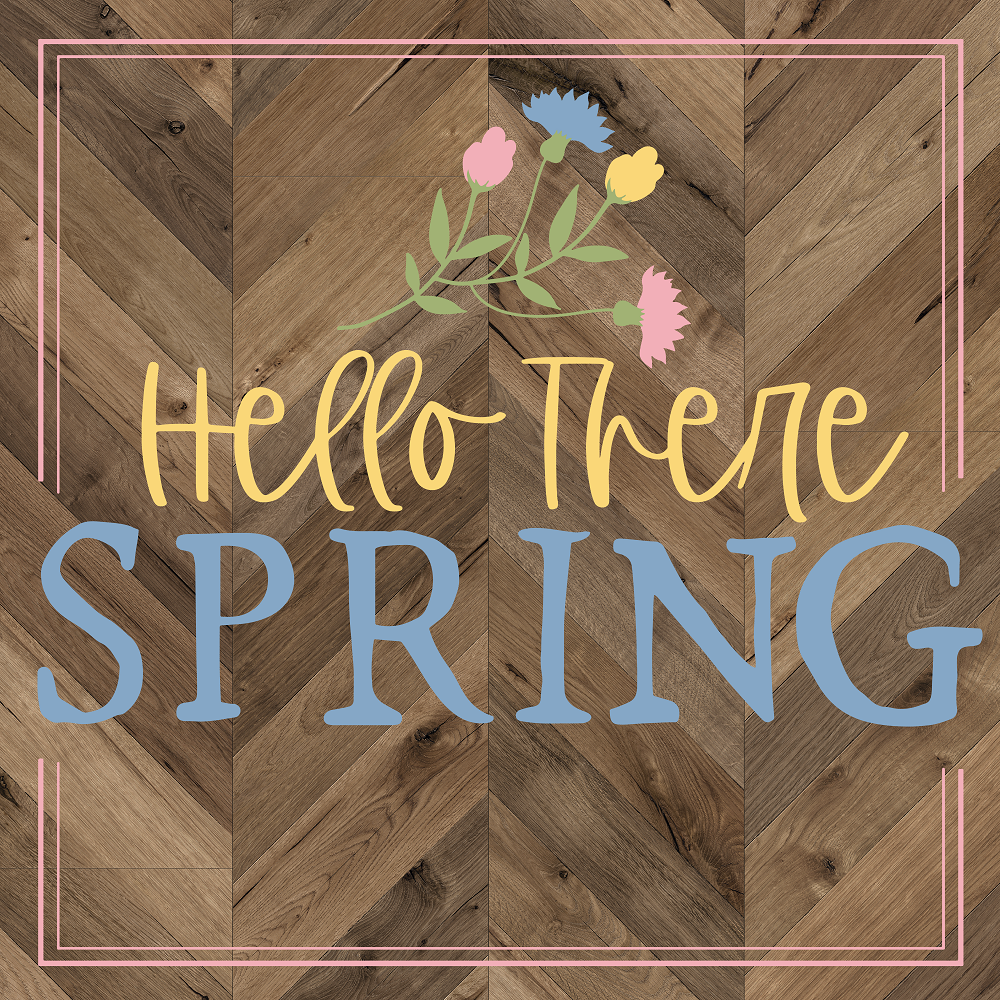 Print Shop Square Sign MDF Cutout Hello There Spring