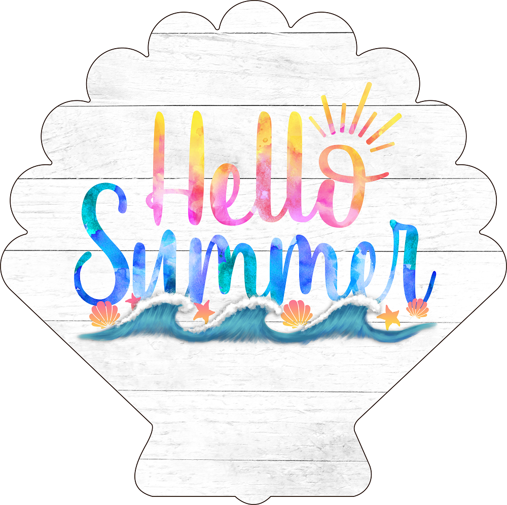 Print Shop Seashell MDF Cutout Hello Summer