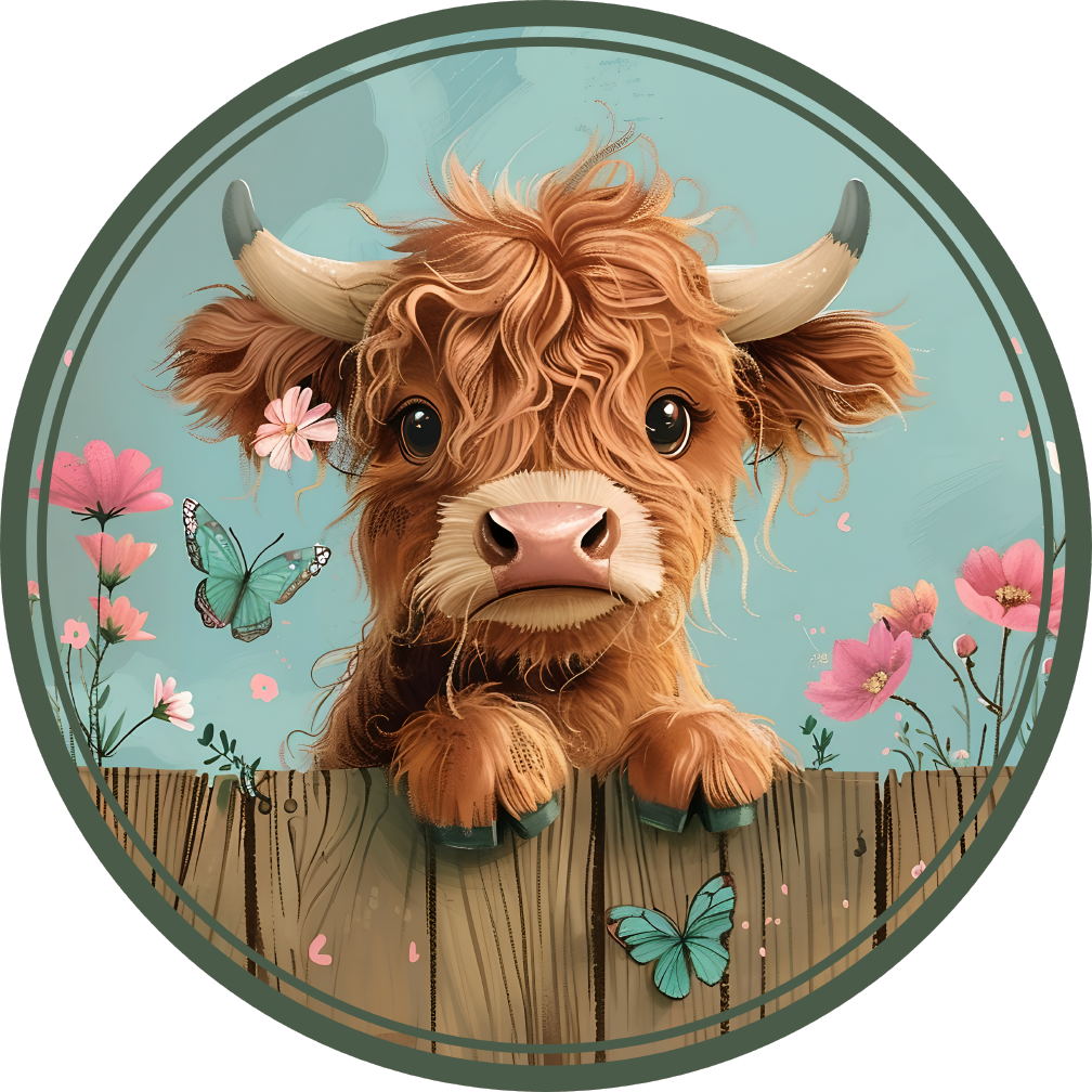 Highlander Cow Printed MDF Wall & Door Sign – Ready-to-Hang Home Décor Accent – No Painting Required