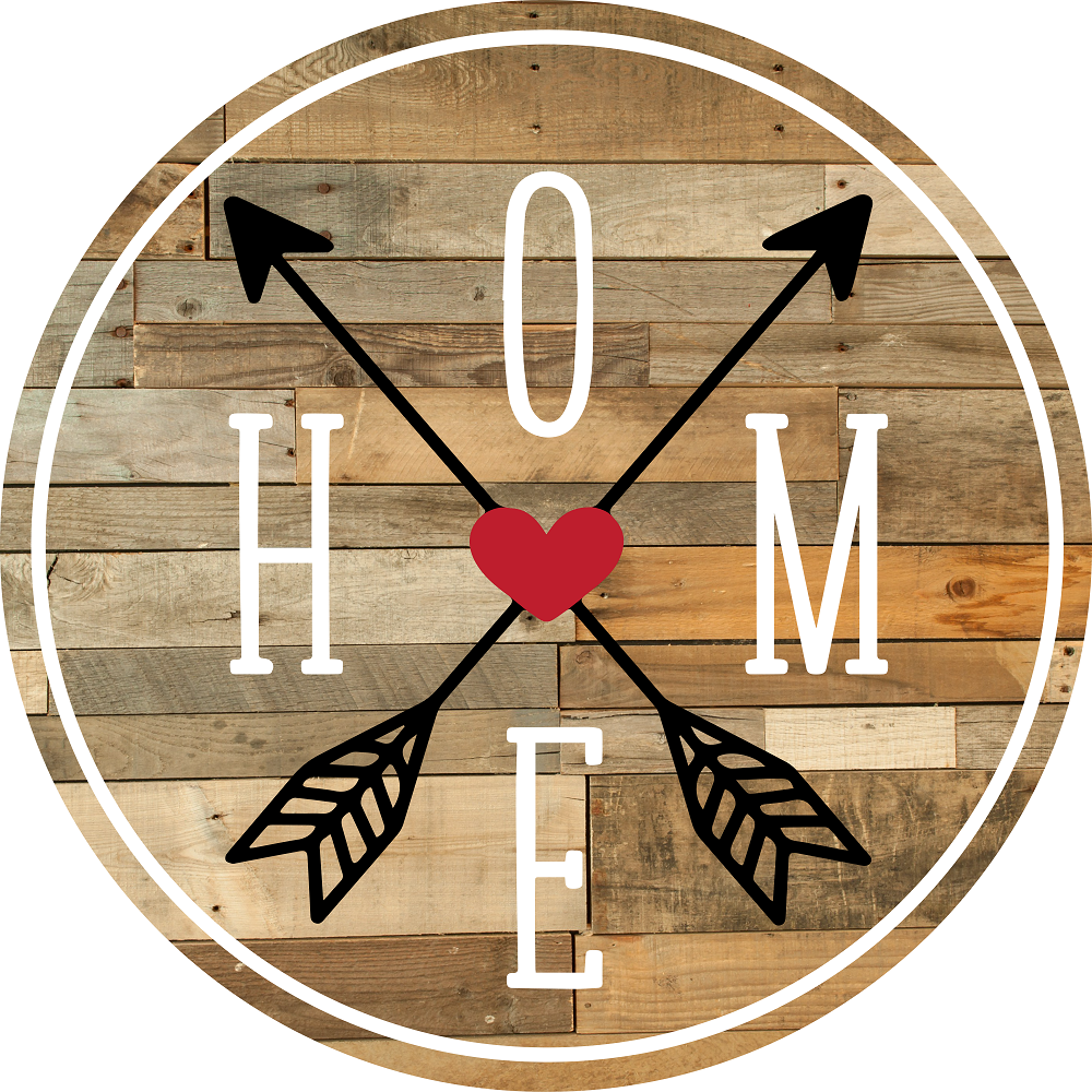 Print Shop Round MDF Cutout Home Arrows Heart