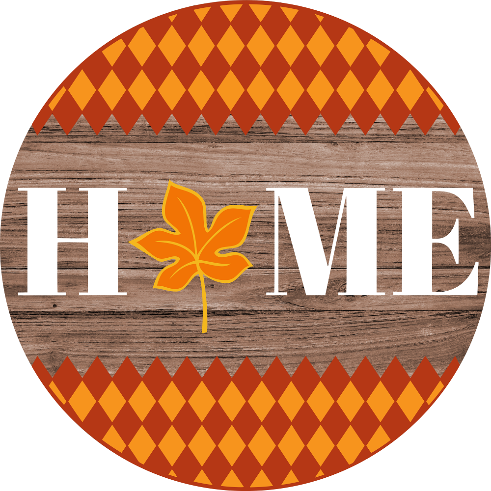Print Shop Round MDF Cutout Home With Maple Leaf