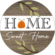 Print Shop Round MDF Cutout Home Sweet Home With Pumpkin