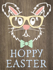 Print Shop Square MDF Cutout Hoppy Easter Bunny With Glasses And Bow Tie