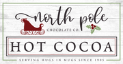 Print Shop Rectangle MDF Cutout Hot Cocoa Sign With Sleigh And Holly