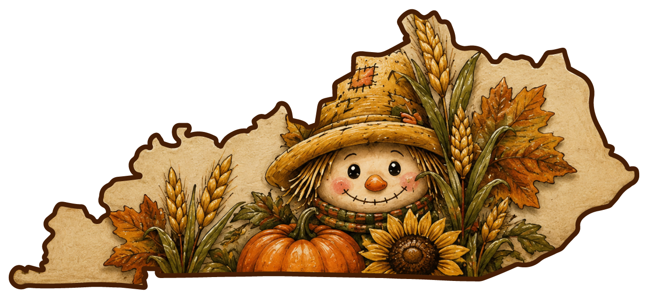 Print Shop Kentucky Fall Scarecrow Door Hanger  MDF Cutout