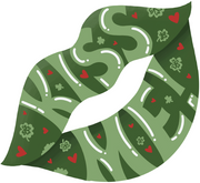 Print Shop Lips MDF Cutout Green Shamrocks And Hearts Pattern With White Accent Lines