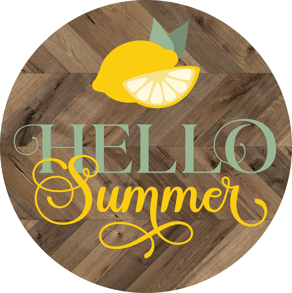 Print Shop Round MDF Cutout Hello Summer With Lemon