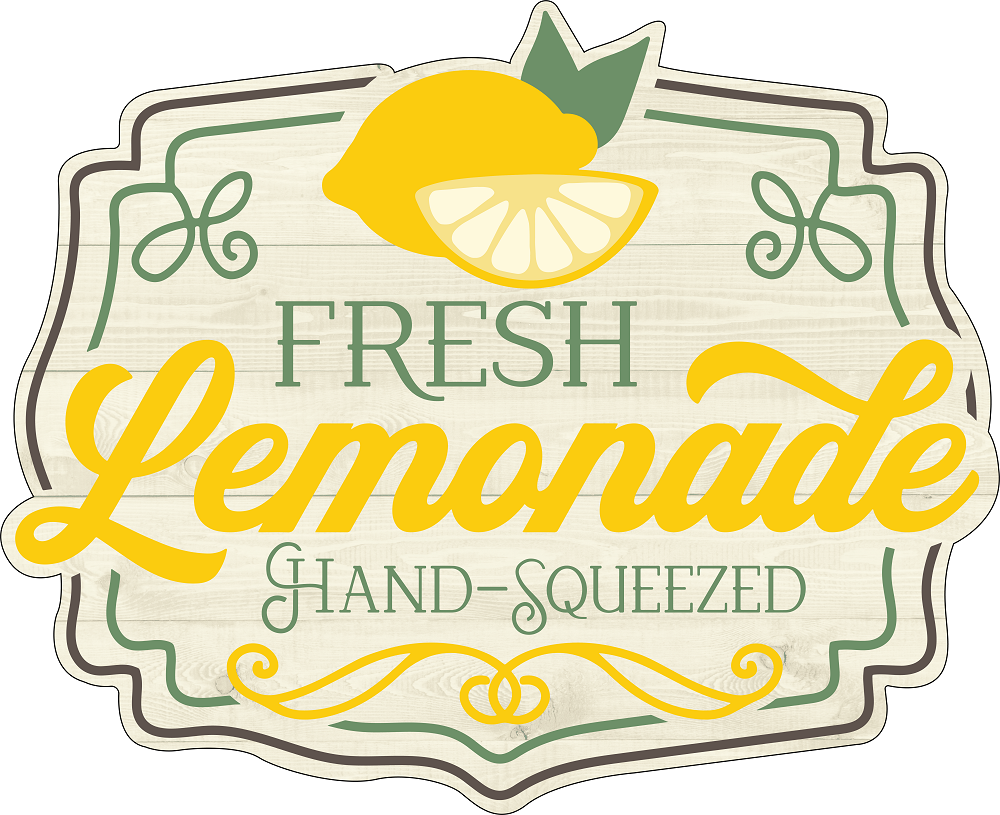 Print Shop Plaque MDF Cutout Fresh Lemonade Hand-Squeezed