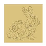 Design By Line Square MDF Cutout Floral Rabbit Mandala Pattern - Unfinished For DIY