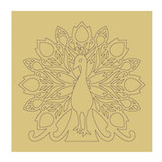 Design By Line Square MDF Cutout Peacock Mandala - Unfinished For DIY