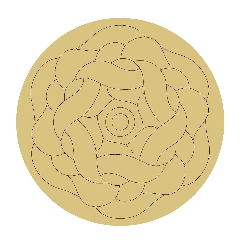 Design By Line Round MDF Cutout Mandala Knot Pattern - Unfinished For DIY