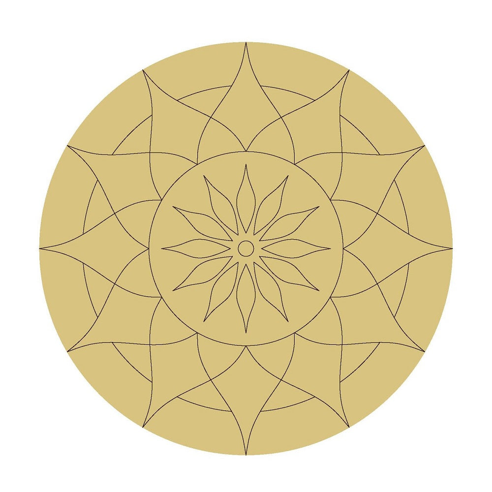 Design By Line Round MDF Cutout Mandala Pattern Style 37 - Unfinished For DIY