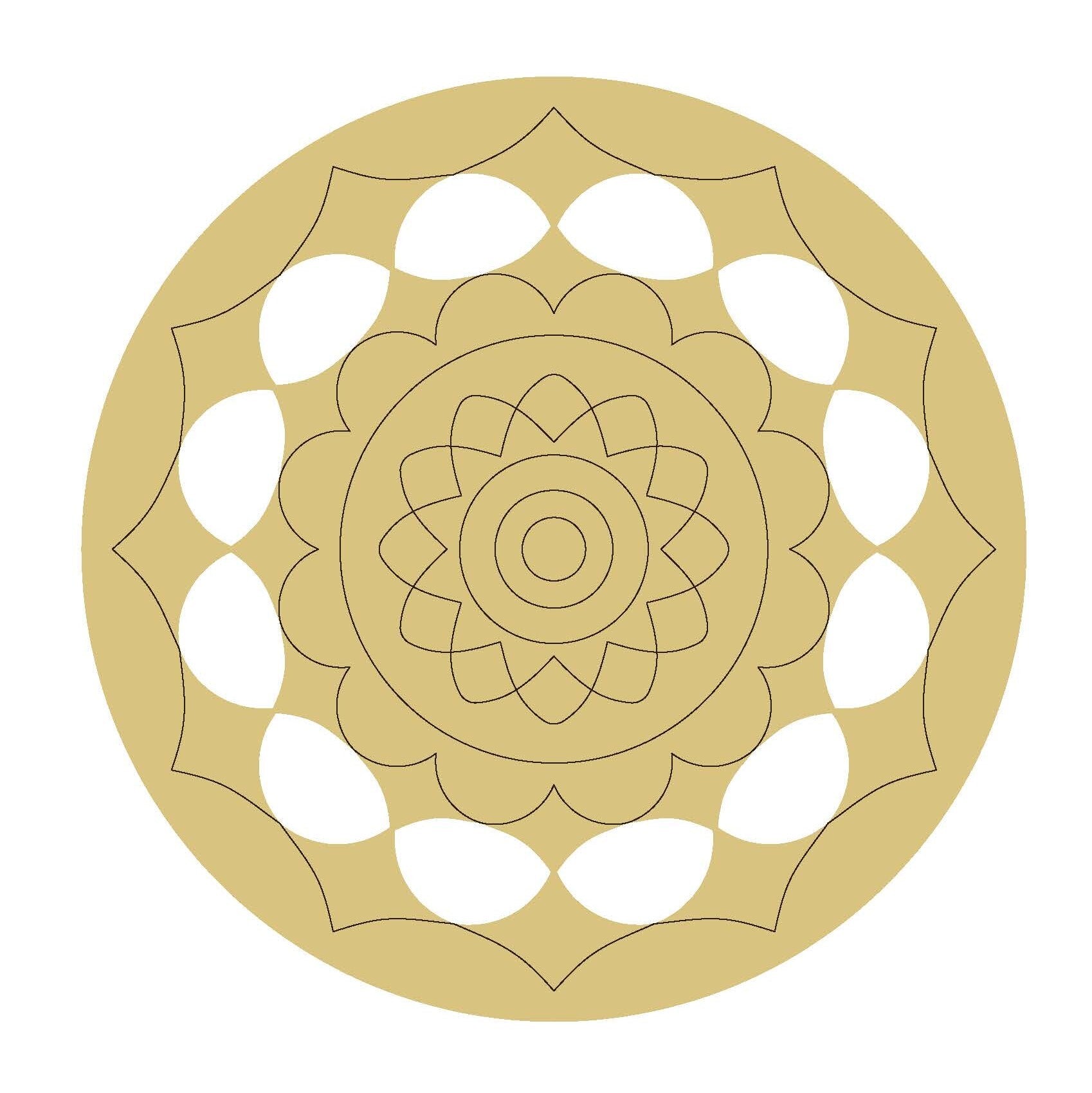 Design By Line Round MDF Cutout Mandala Pattern Style 39 - Unfinished For DIY