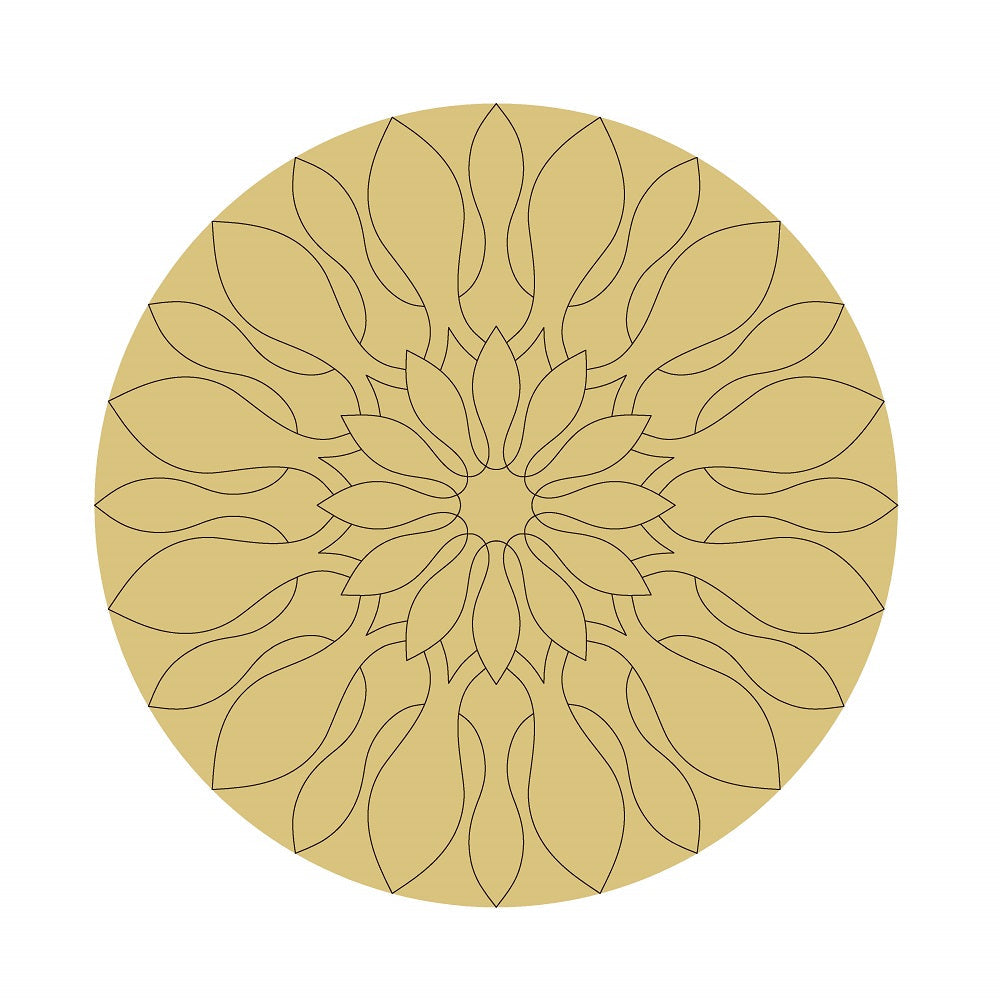Design By Line Round MDF Cutout Intricate Mandala Flower Pattern - Unfinished For DIY