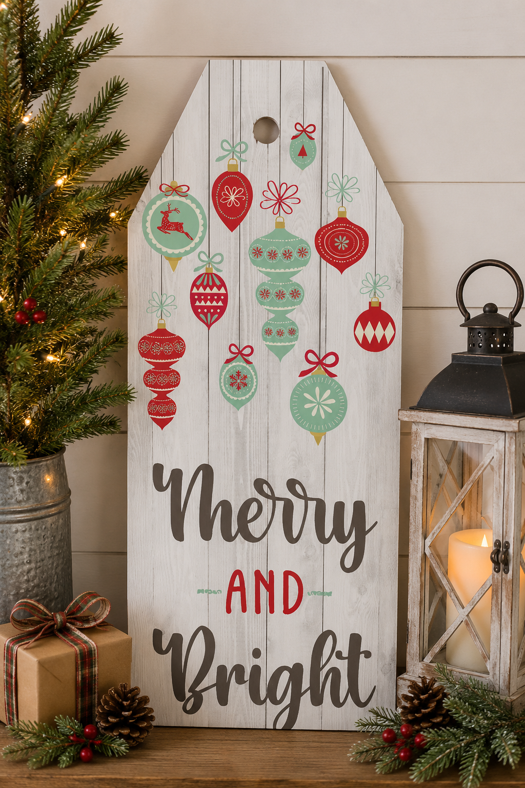 Print Shop Tag MDF Cutout Merry And Bright