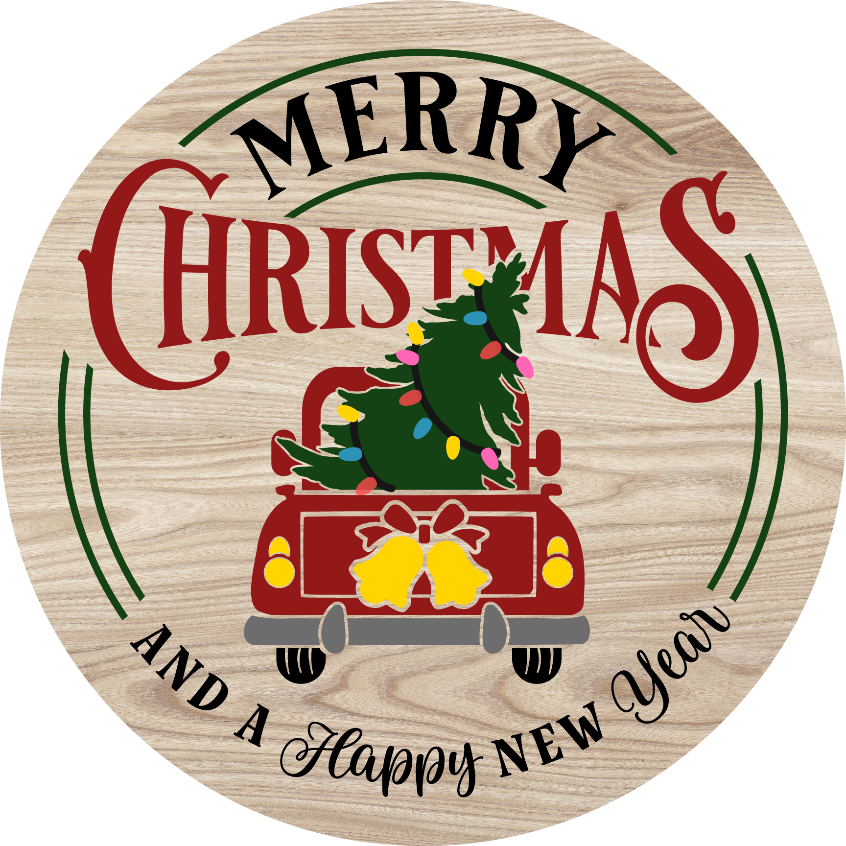 Merry Christmas Printed MDF Wall & Door Sign – Ready-to-Hang Home Décor Accent – No Painting Required