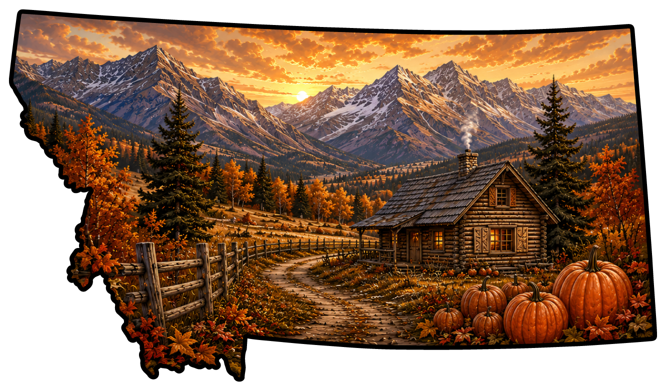 Print Shop Montana Fall Cabin Door Hanger  MDF Cutout