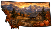 Print Shop Montana Fall Cabin Door Hanger  MDF Cutout