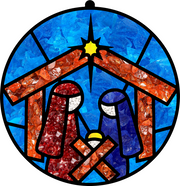 Print Shop Circle MDF Cutout Nativity In Stained Glass