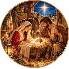 Print Ready Christmas Nativity Scene Door Hanger –  Full Color MDF Front Door Decor