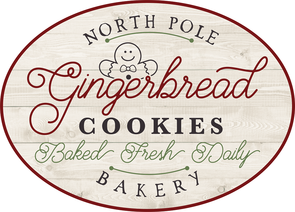Print Shop Oval MDF Cutout North Pole Gingerbread Cookies Baked Fresh Daily Bakery