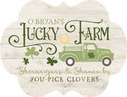 Print Shop Scalloped Plaque Sign MDF Cutout Lucky Farm Shenanigans & Shamrocks You Pick Clovers