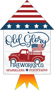 Print Shop House MDF Cutout Old Glory Fireworks Co. Truck With American Flag And Sparkler Fountains