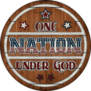 Print Shop Round MDF Cutout One Nation Under God Patriotic Sign With Stars And Stripes