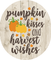 Print Shop Round MDF Cutout Pumpkin Kisses And Harvest Wishes Style 2