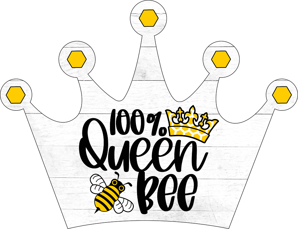 Print Shop Crown MDF Cutout 100% Queen Bee With Crown And Bee