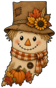 Print Shop Indiana Autumn Scarecrow Door Hanger  MDF Cutout