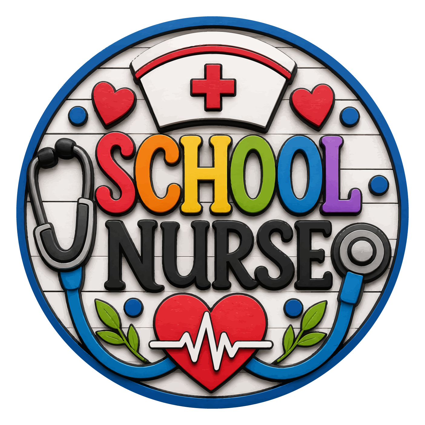 Print Shop Round School Nurse  MDF Cutout