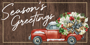 Print Shop Rectangle MDF Cutout Seasons Greetings Truck With Floral Wreath