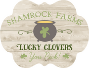 Print Shop Scalloped Round Plaque MDF Cutout Lucky Clovers You Pick!