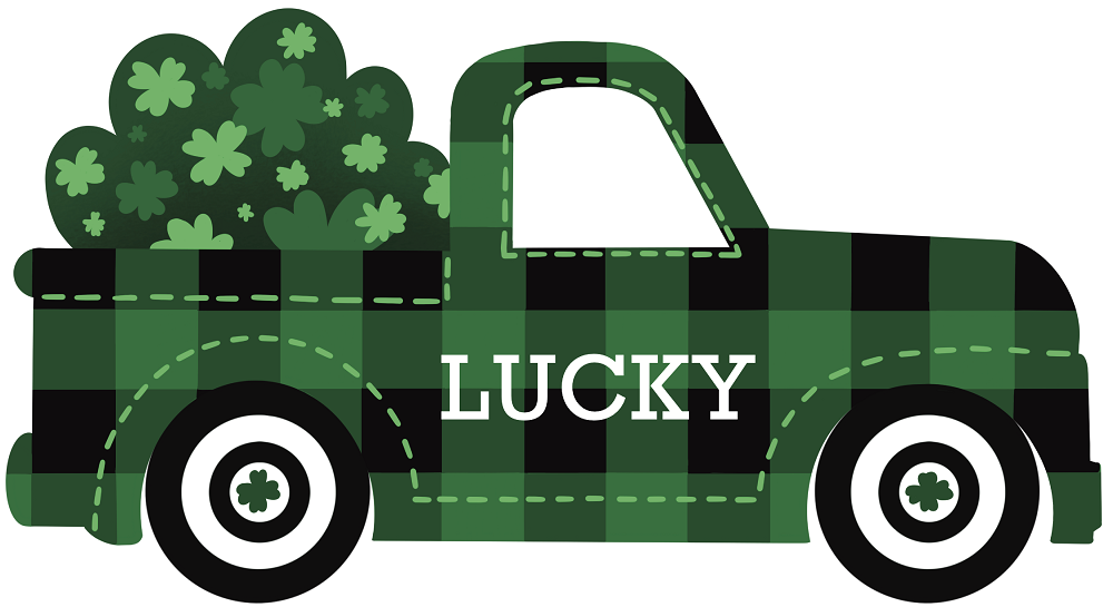 Print Shop Truck MDF Cutout Shamrock Lucky