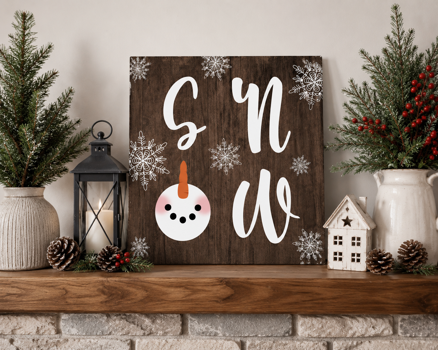 Print Shop Square MDF Cutout Snow With Snowman