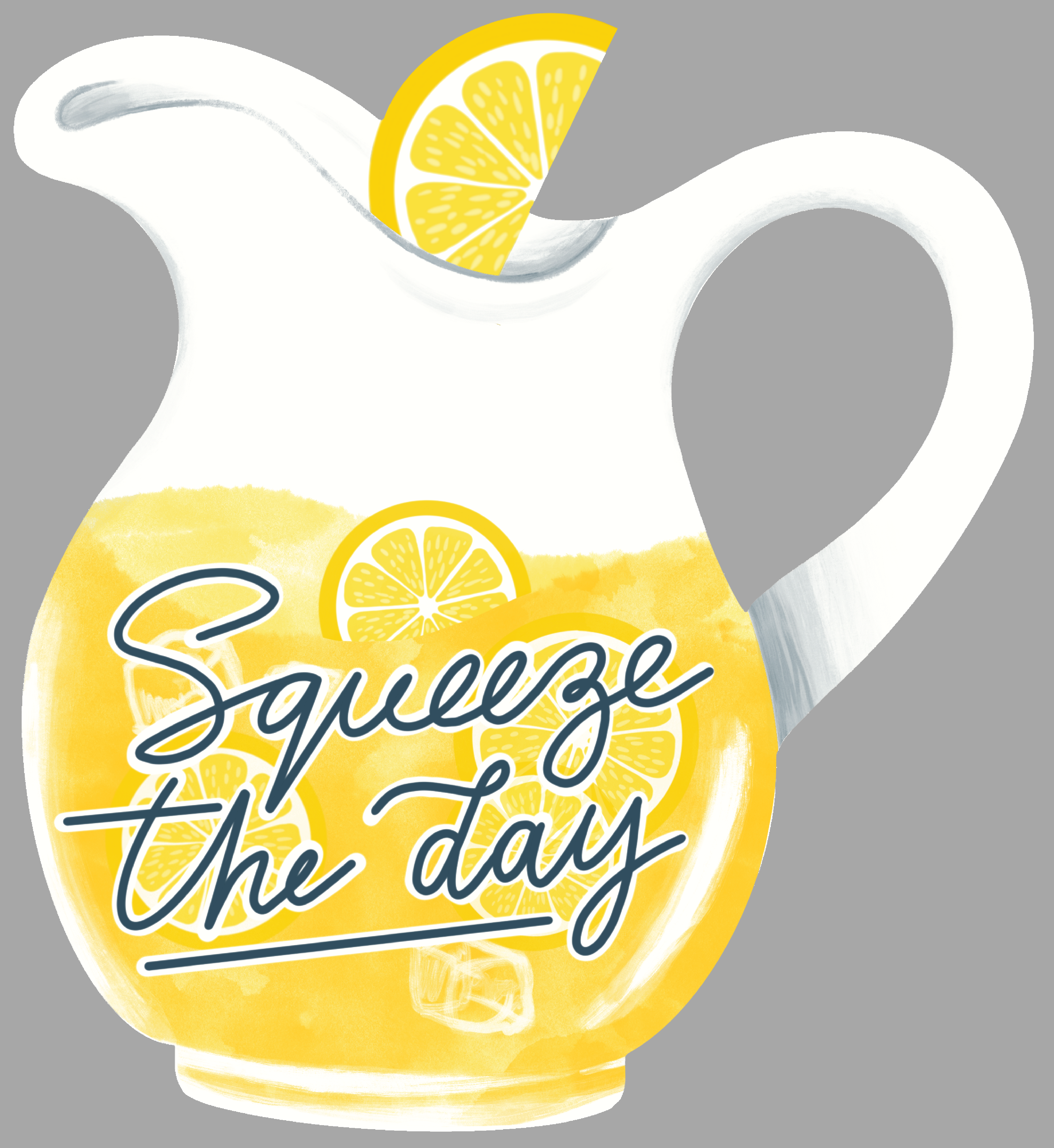Print Shop Pitcher MDF Cutout Squeeze The Day Lemon Slice Motif