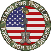 Print Shop Round MDF Cutout Stand For The Flag Kneel For The Cross Fallen Soldier On American Flag