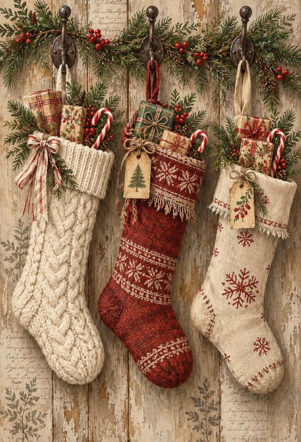Print Ready Christmas Stockings Door Hanger –  Full Color MDF Front Door Decor